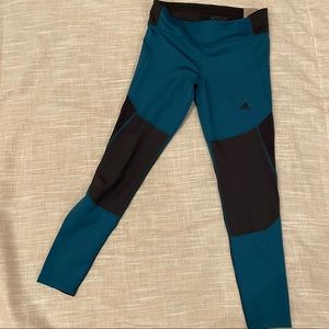 Adidas Climalite Medium Black and Teal Leggings